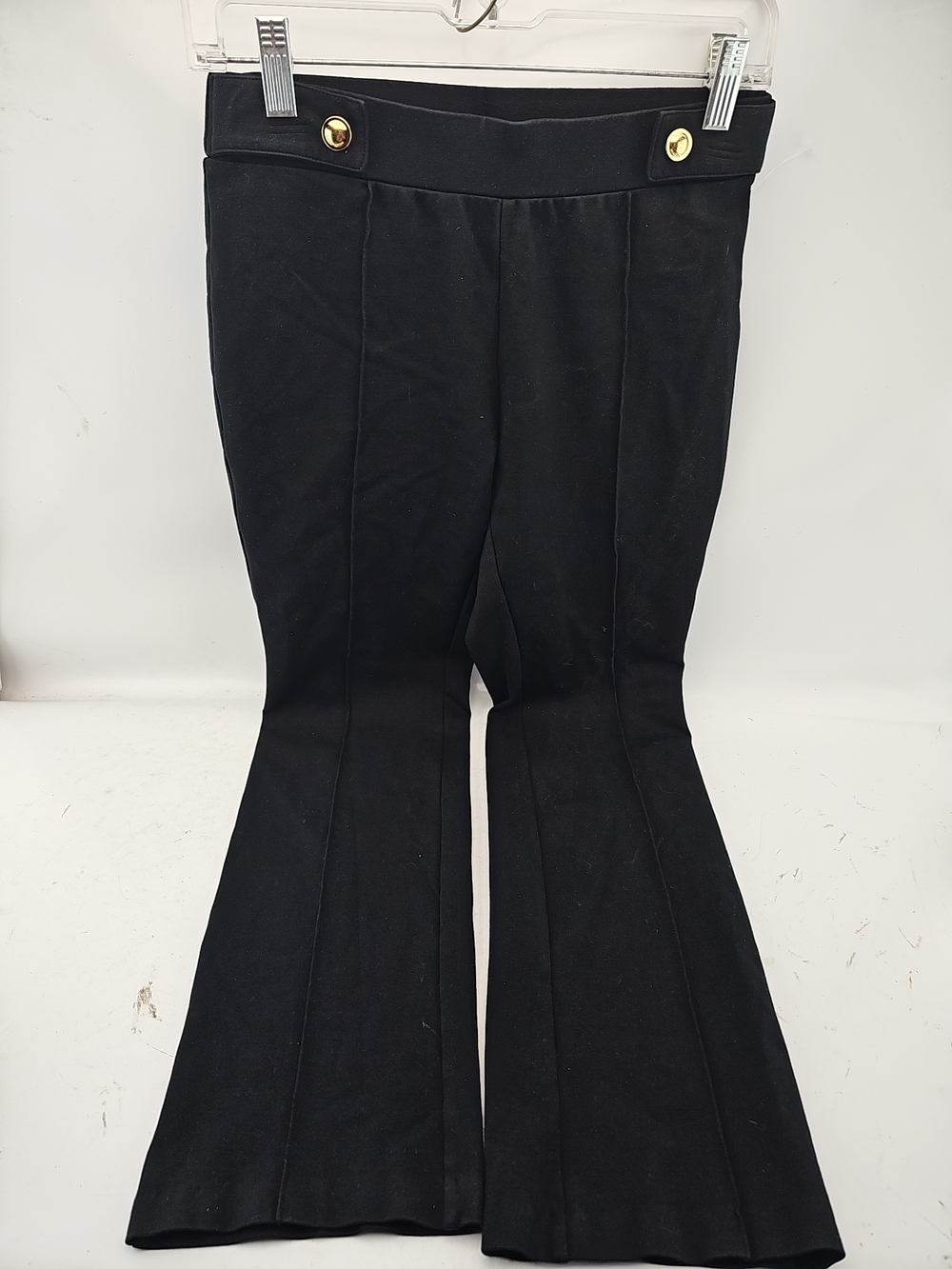 Michael Kors Black Stretch Trousers with Gold Button Detail